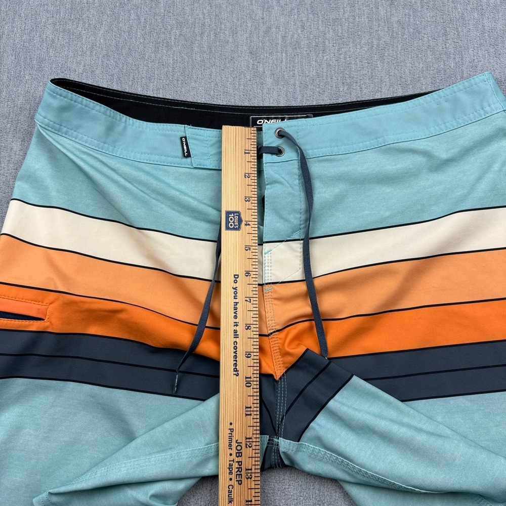 O'Neill Board Shorts Men 36 Blue Stripe Hyperfreak Heist Line Swim Beach Trunks - Picture 10 of 14